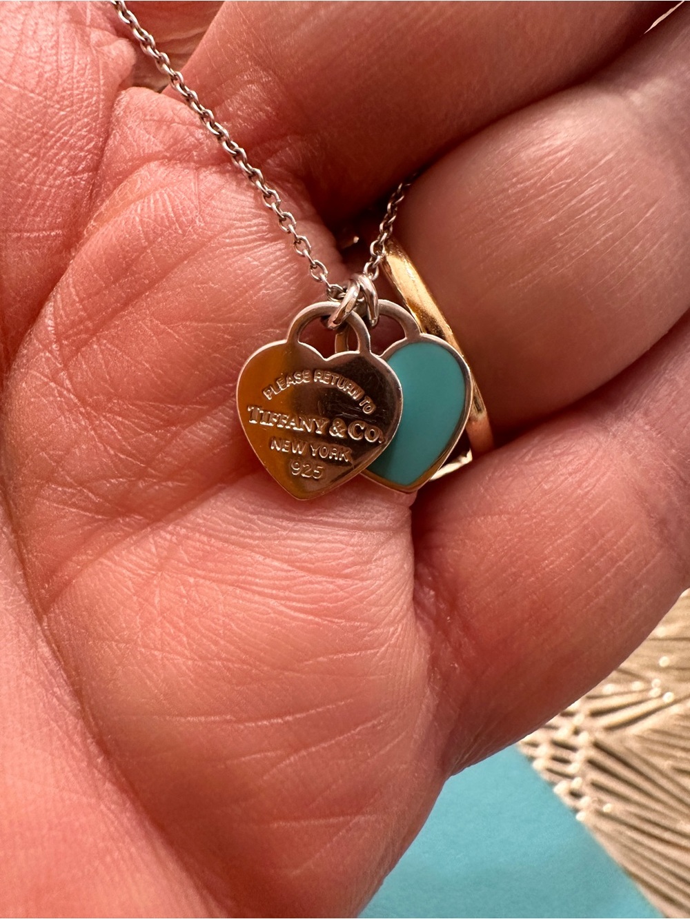Authentic Tiffany and co. Mini double heart tag necklace - Picture 3 of 6